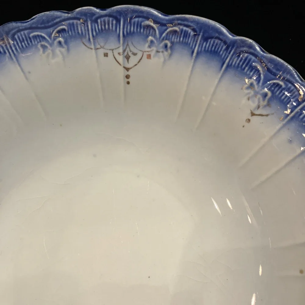 Vintage Blue Imperial Limoges China Soup/Cereal Bowl With Gold Accent Decoration